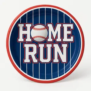Home Run Baseball Party Plates - 7" Round, 20ct