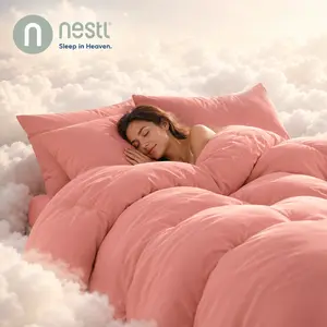 NESTL 3-Piece Double-Stuffed Marshmallow Fluffy Core Bed Comforter Set, Modern Soft Comfy Bedding Sets for Bedroom Bedset, Beddingsets Duvet Set