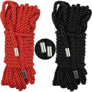 Soft Silk Rope, Japanese Ropes Kit for Beginners and Experienced Riggers for Simple and Complex Knots Twisted Satin Shiny Cord 32 Feet/8MM