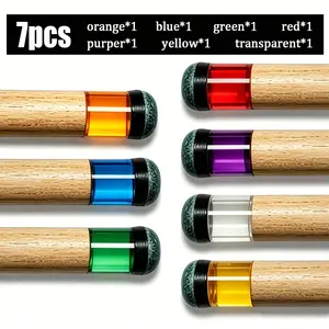 7 Piece Mixed Color Billiard Cue Tips, Transparent Acrylic Snooker Cue Tip Replacement, Durable and Precise, Perfect Gift for Father's Day