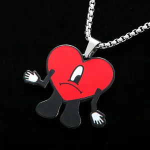 [Summer Offer] Cute cartoon heart-shaped necklace, simple and personalized titanium steel necklace, friend gift, couple necklace