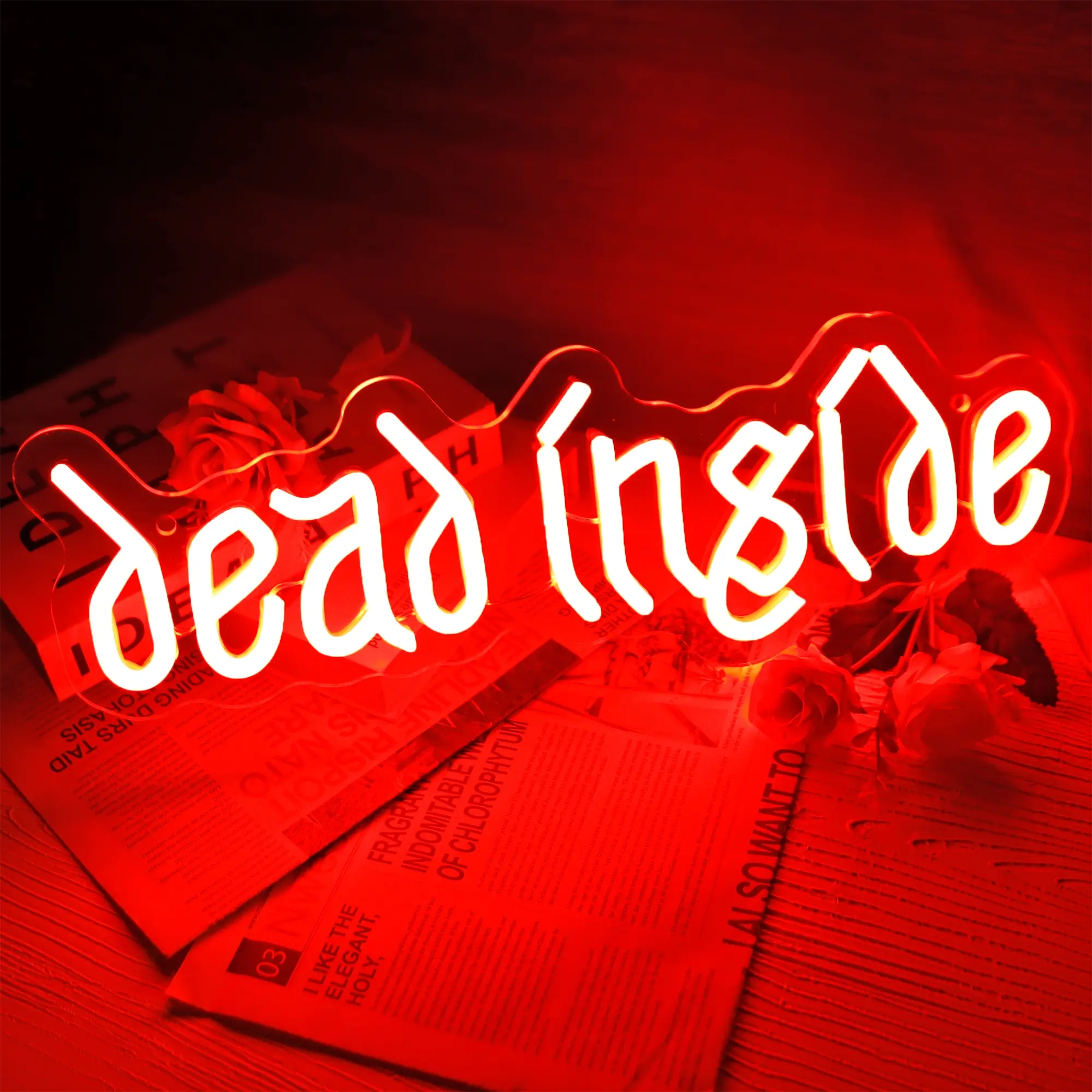 Dead Inside Neon Sign, Halloween Dimmable LED Gothic Horror Neon Signs for Wall Decor, Atmosphere Lighting, USB Neon Signs for Bedroom Dorm Party Weird Home Man Cave Wall Art Decor Gift, LED Decoration, Led Neon Lights