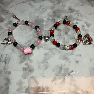 Angel Dust and Husk Bracelet with Heart Charms and Beaded Design