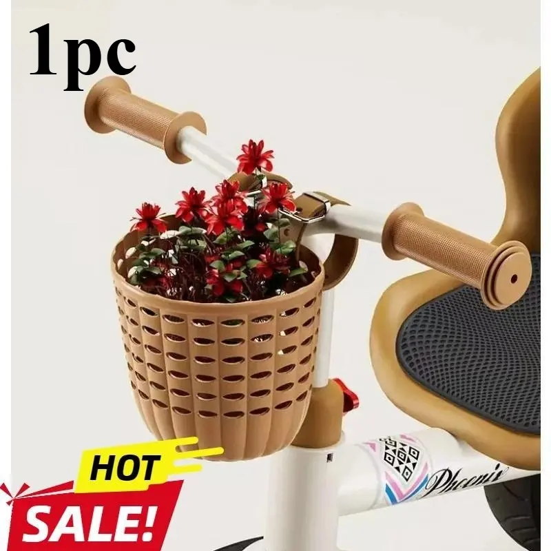 1pc Children'S Bicycle Weaving Basket  Cargo Bag Front End Car Basket Scooter Easy To Disassemble Assemble Retro Outdoor Cycling