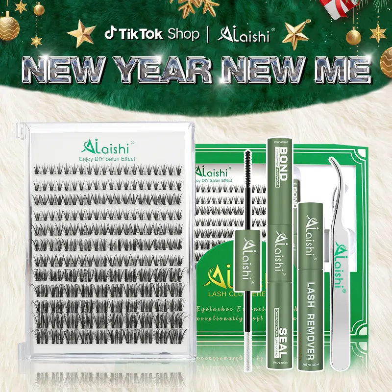 AILAISHI Cat Eye Eyelash Extension 3D DIY Eyelash Set, Girl Elf Eyelash Extension Set, 10-18mm cluster eyelash Tool Set with bond&seal, tweezers, remover, Durable Waterproof Eyelash Adhesive, DealsForYouDays