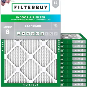 Filterbuy 14.5x19x1 Air Filter (12-Pack), Pleated MERV 8 Dust Defense HVAC AC Furnace Air Filters (Actual Size: 14.50 x 19.00 x 1.00 Inches)