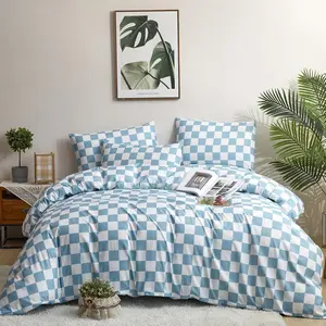 Blue and White Checkered Comforter Twin Comforter Lightweight Twin 3 Includes 1 Checkered Comforter (68"x90") and 2 Pillowcases (20"x26")