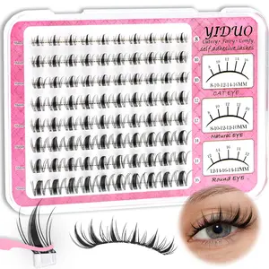 YIDUO Self-adhesive false eyelash clusters Manga style Glue-free Eyelash extensions Lightweight D-curl Clustered false lashes 8-16mm Pre-glued clusters Individual lashes Effortless makeup application Cosmetic Eyelashes Extensions Eyelash Extensions Set
