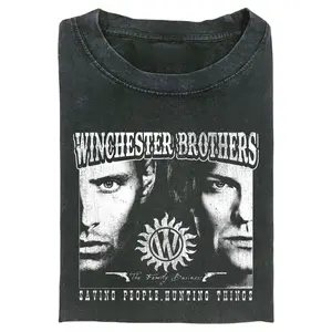 Winchester Brothers Graphic T-Shirt, Supernatural Merch Tee Vintage Supernatural Character Portrait Shirt, Gift For Men & Women, Crew Neck