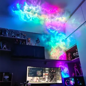 3D Cloud Lights for Esports Room Living Room Bedroom Party Salon Party Christmas Thanksgiving Christmas Eve Decorative Lights with Light Strip Cloud and Adhesive Accessories