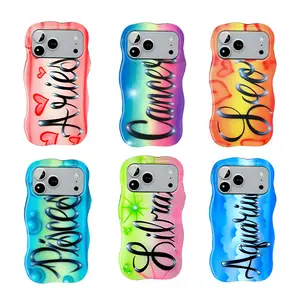 Zodiac Sign Wave Phone Case Two-In-One Glossy Phone Case With Wavy Edges For IPhone 17-12, Pro Max, Pro Plus Safety Case Perfect Gift for Friends Protection Safety