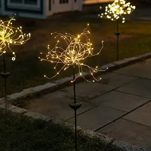 Solar LED Firework Sparkler Garden Stake Light - Outdoor Decorative Light, Flexible LED Branches, for Pathway, Garden, Outdoor Living Area - 120 LEDs, Over 3 Feet Tall