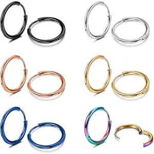 MILACOLATO 5-6 Pairs Surgical Steel Small Hoop Earrings for Women Men 1.6MM Tube Huggie Earrings Cartilage Helix Lobes Earrings Nose Rings Daith Rings Sleeper Tiny Hoop Earrings Body Piercing Jewelry 6/7/8/9/10MM Daily Hypoallergenic