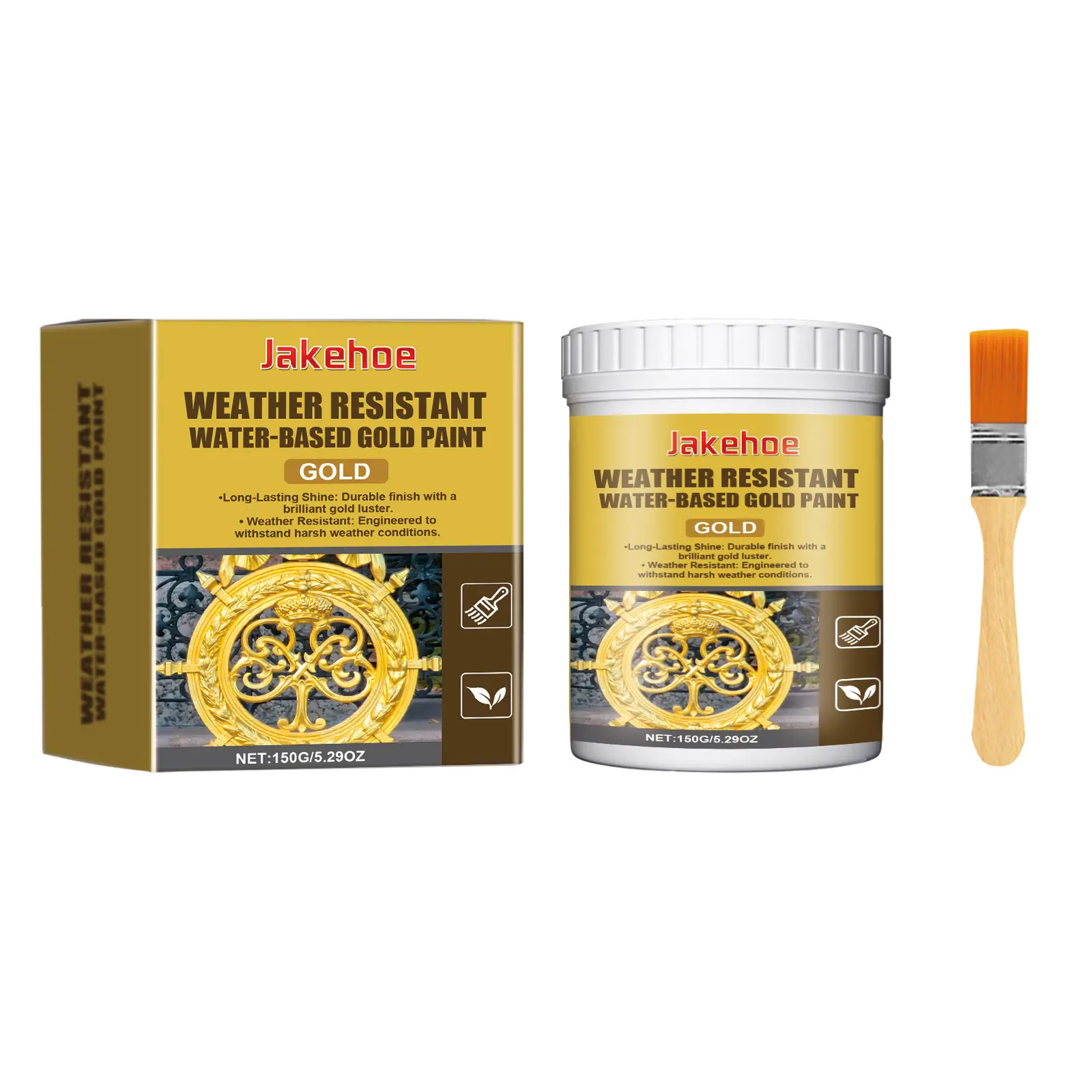 Weather-resistant water-based gold paint, metallic paint, weather-resistant water-based Roman column decorative gold paint, outdoor gold foil paint