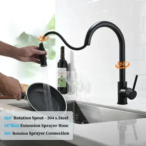 Pull Out Kitchen Faucet, Two Function Single Handle Kitchen Mixer, Hot and Cold Water Taps Deck Mounted Kitchen Tap