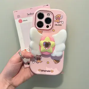 Versatile Small Applicable Apple 17 Pro Max Precision Hole Plus Size Phone Case iPhone 16/15/14/13 New Model with Cute Angel Design