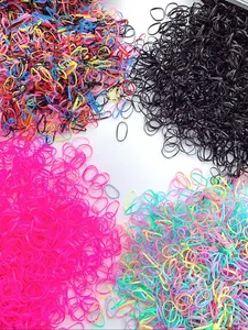 2000pcs Set Disposable Colorful Hair Ties for Girls, Casual Plain Design, All Seasons Use, Perfect for Daily Styling, Elastic Tie Band, Hair Accessory