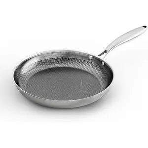 8-Inch Stainless Steel Pan, Hybrid Nonstick Frying Pan, Skillet, 3-Ply Clad Cookware, Even Heat Distribution, Dishwasher & Oven Safe, with Stay-Cool Handle, Induction Compatible