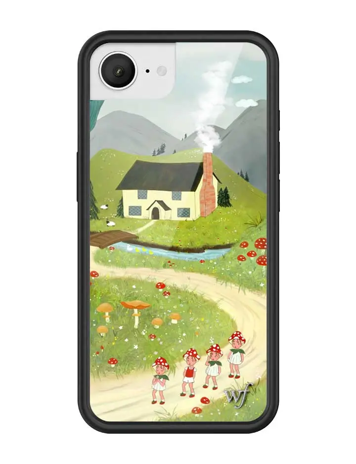 Nara Smith Collab | Limited Edition Trendy iPhone Case | Raised Protective Black Bumper | Women Owned Small Business | Vintage Cottage Mountains Mushrooms Grass | Safety Casing Protective | Gift for Her