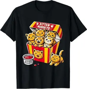Funny Cat Owner Gift Kitten Nuggets Food Pun Women Girls T-Shirt