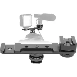 Hot Shoe Extension Bar Mount, Cold Shoe Extension Flash Bracket, Dual Straight Mount Flash Bracket Compatible with    Olympus DSLR Camera Camcorder DV