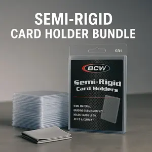 Trading / Sports Card Care Kit - Semi Rigid Bundle with 50 Semi Rigid Card Holders, 100 Ultra Clear Sleeves, 5 Premium Cleaning Cloths & 1 Large Microfiber Cloth Saver card sleeve Standard Size