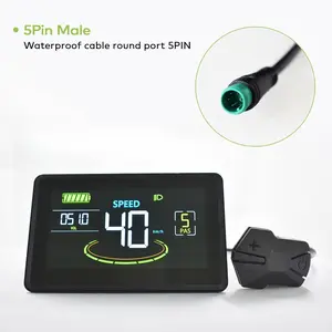 Waterproof H6c 5pin Electric Bicycle Display, Uart 2 Protocol Compatible, Wired Connection Controller, Ideal for E-Bike Accessories