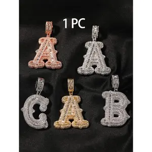 Initials Letter Pendant Necklace, Fashion Alphabet Pendant, Rhinestone Decor Chain Necklace, Hip Hop Jewelry for Party, Daily Decor, Trendy All-match & Exquisite Jewelry for Birthday Gift