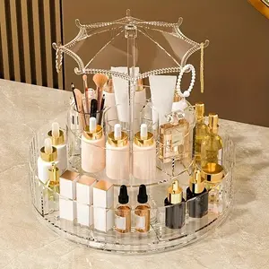 Luxury 360 Degree Rotating Makeup Storage Box, Transparent Organizer, Beauty Organizer, Ideal for Cosmetics, Dressing Table, Bathroom Display
