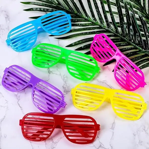 54Pcs Neon Party Shutter Shades Glasses,80's Party Slotted Plastic Sunglasses Eyewear Party Favors and Party Props for Teens Adults - Home Improvement.
