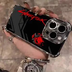 Cyberpunk Flame Logo Pattern Anti Drop Shell Suitable for iPhone 17/16/15/14/13/12 Pro Max Plus electroplated anti drop soft case phone case 018 Protector Screen Protector Protection Cover Protective Casing Shockproof Cellphone Smartphone