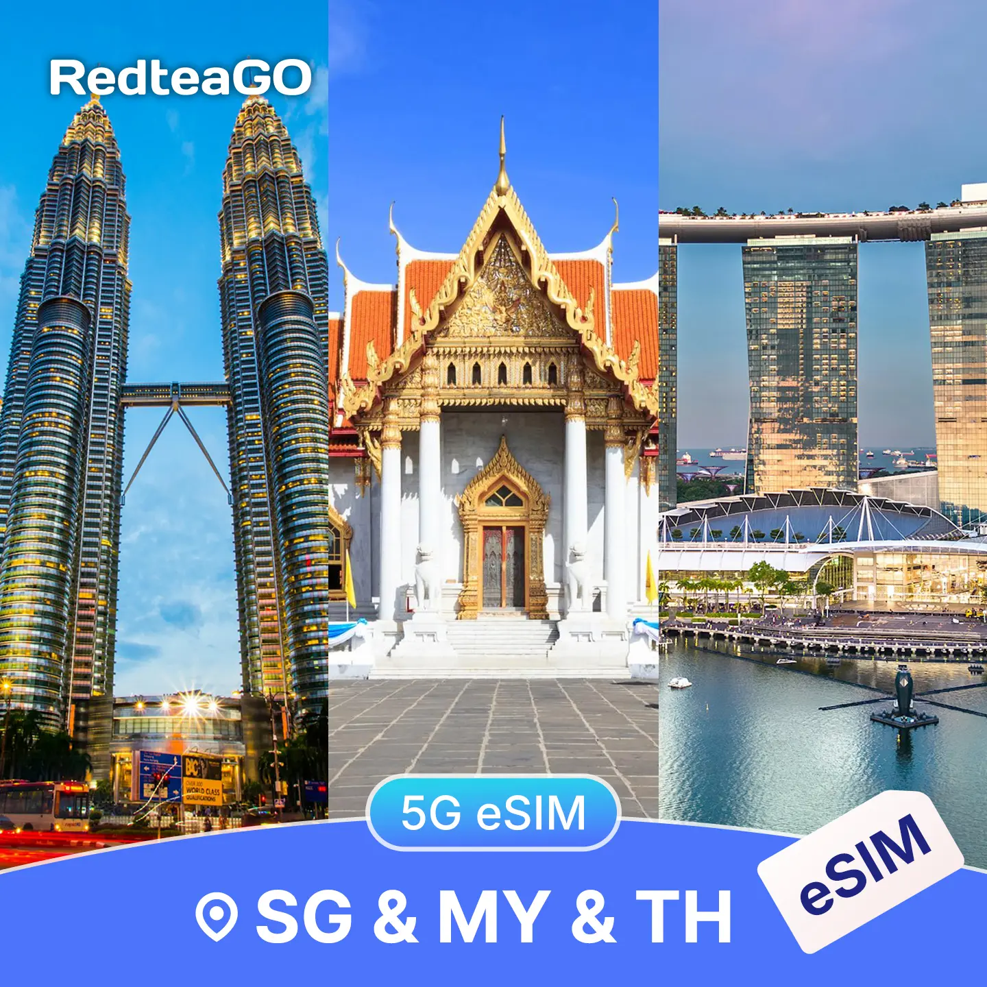 RedteaGO Singapore Malaysia Thailand eSIM Data Plan | Instant Activation | Works in Mainland China | No SIM Card Needed| QR Code Setup | Travel Internet SIM| No Roaming Fees