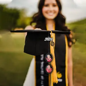 Custom Graduation Gifts for Her, Memorial Photos Graduation Cap Tassel Charm, Unique 2024 Grad Gifts