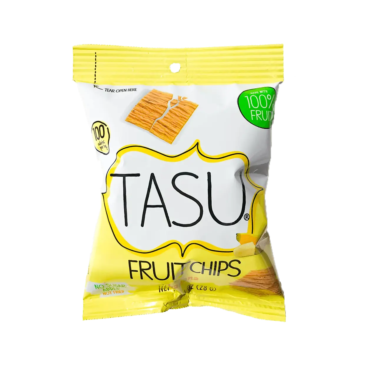 TASU Banana Dried Fruit Chips | 100% Natural Healthy Chips Made from Real Fruit | Crispy, Crunchy Snack Bags for Kids and Adults | No Sugar Added, Vegan, Gluten Free | 1 oz, 12 Pack