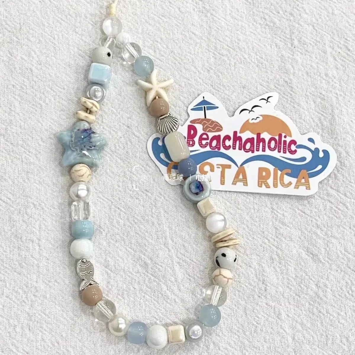 Sea Breeze Blue Star Mobile Phone Chain, Wrist Strap, High Quality Hanging Chain, Camera Pendant, Original Chain Bead String, Female Pendant, Cell Phone Charm, Phone Charm, Phone Lanyard, Phone Accessories