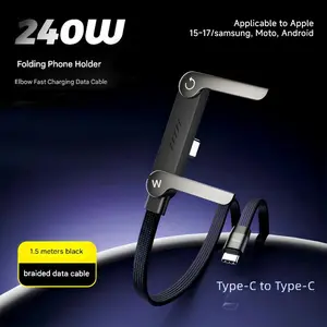 240W Super Fast Charger 2-in-1 Type-C Fast Charging Stand with Invisible Cable & Phone Holder for Desk Gaming Car Compatible with iPhone Samsung - Device