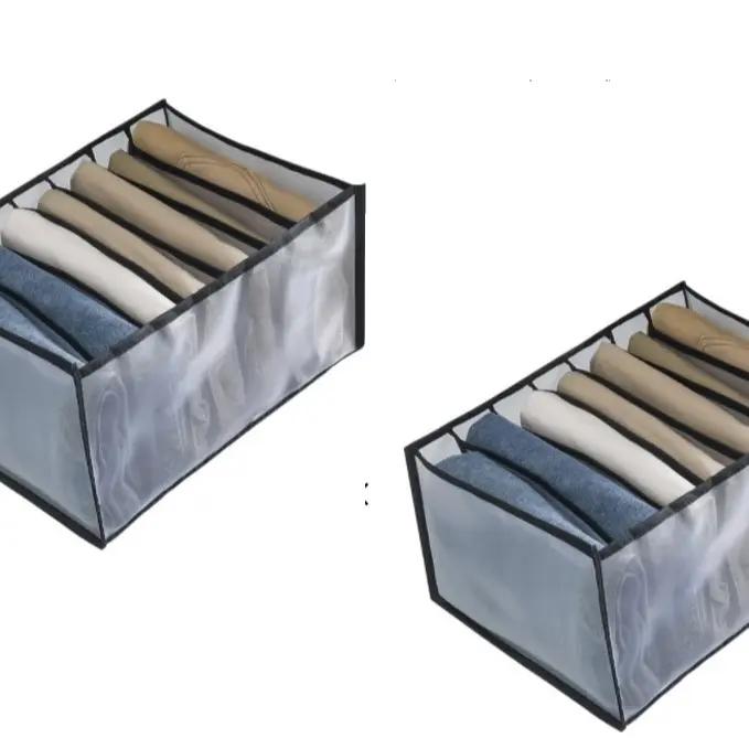TIKA 2-Pack 7-Grid Foldable Drawer Organizer, Space-Saving Closet Storage Boxes for Clothes Separation