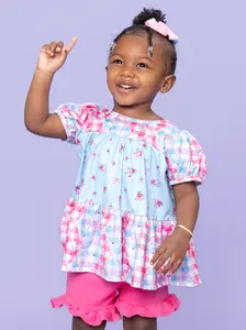 Angel Bloom Floral Plaid Ruffle Outfit