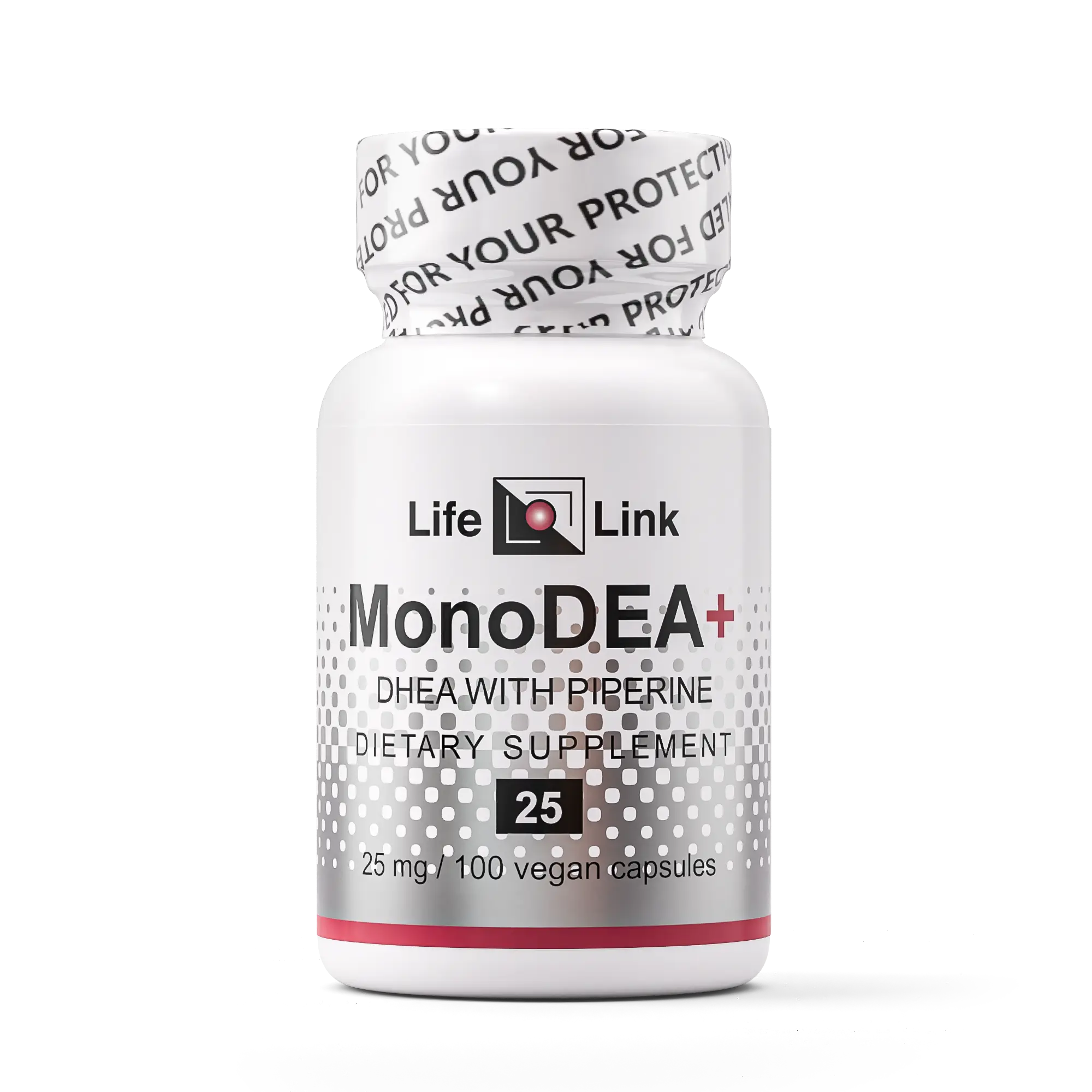 LifeLink DHEA MonoDEA+ (Dehydroepiandrosterone w/ Piperine) | 25 mg x 100 capsules | Anti-Aging | Vegan, Gluten Free | Made in the USA