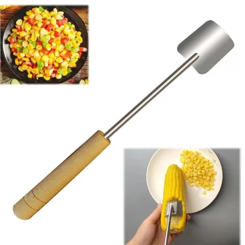 Corn Peeler for Corn on the Cob,Long Handle Wooden Handle Corn Cob Stripper Tool,Corn Kernel Remover Tool for Home Kitchen
