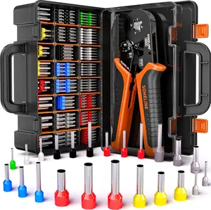 Ferrule Crimping Tool, AWG23-7 Ratchet Pliers with 23 Sizes Wire End Ferrules, Quadrilateral Crimper with Crimp Connectors