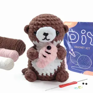 1pc Yamaxin Otter Shape Beginner Crochet Kit, DIY Knitting Material Set with Tutorial Video, Random Accessory Colors