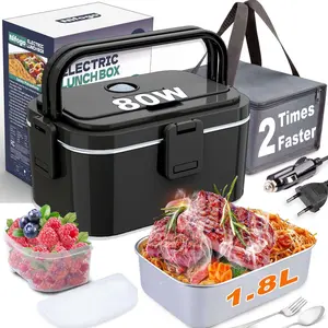 110V12V24V Multi Voltage Electric Lunch Box Nifogo 1.8L 304 Stainless Steel Portable Heating Insulated Leakproof With Fork Spoon Storage Bag