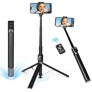 WawooHome 70.8" Automatic Tripod for iPhone, Auto-Open Selfie Stick Tripod, 360° Rotatable Vertical & Horizontal Cell Phone Tripod Stand for Video Recording, One-Click Expansion and Folding for Portability,Compatible with iPhone/Android