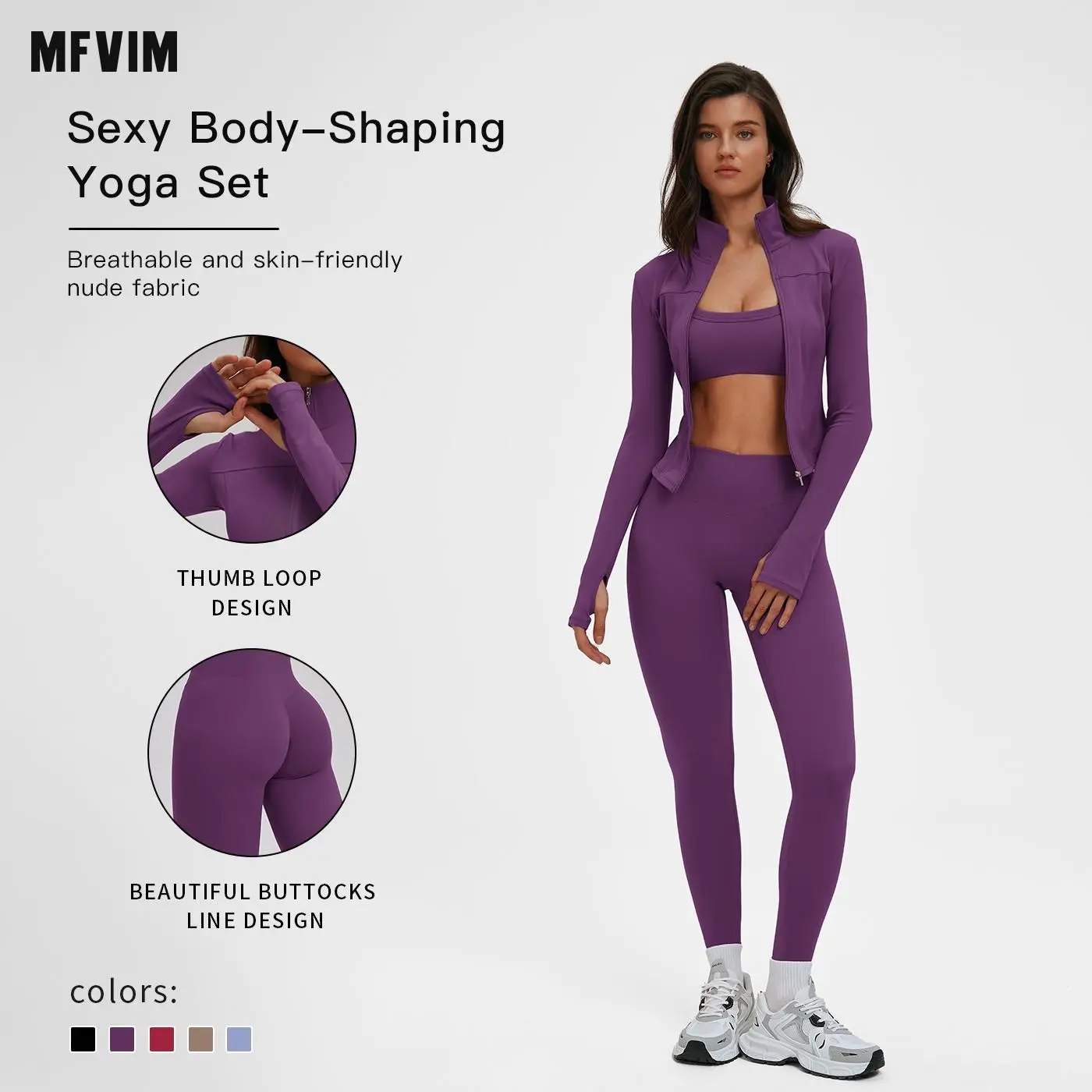 Women's Solid Criss Cross Crop Tank Top & High Waist Leggings & Zip Up Crop Jacket Set by MFVIM - Breathable Activewear, Comfortable Outfits for Yoga, Gym, Workouts, and Running