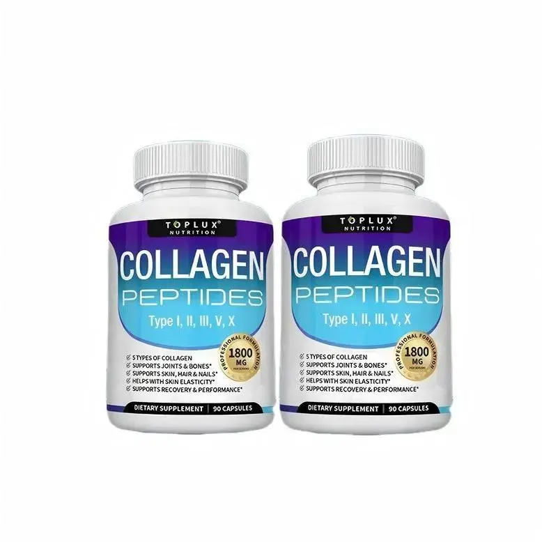 Nutrition Collagen Peptides 1800mg 5 TypesComplex 90 Capsules US Made for HealthBeauty & Fitness