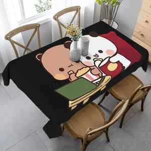 1pc Dudu Bear And Bubu Panda Movie Time Together Table Cover Decor Washable Vintage Style Tablecloth Universal Fit for Valentine'S Day, Graduation - Perfect Elegant Gift 35in*55in Size