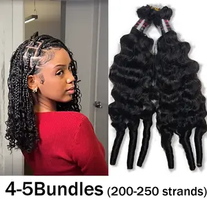 Bora Bora Braids Feather Crochet Hair Burmese Curly Crochet Hair Braids Natural Black 1B# Human Hair Extension