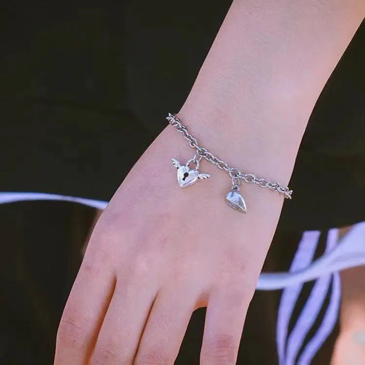 Heart Lock Couple Bracelets - Simple Key and Heart Design