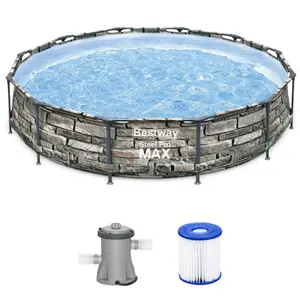 Bestway 12-ft x 12-ft x 30-in Metal frame Round Above-Ground Pool with Filter Pump